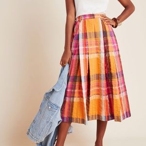 Pippa Pleated Gingham Plaid Midi Skirt